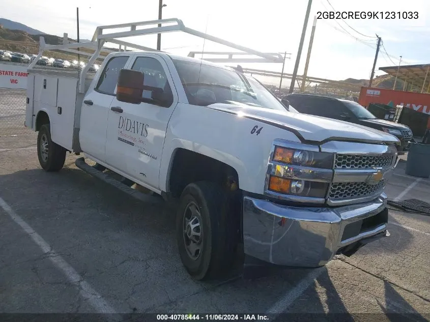 2019 Chevrolet Silverado 2500Hd Wt VIN: 2GB2CREG9K1231033 Lot: 40785444