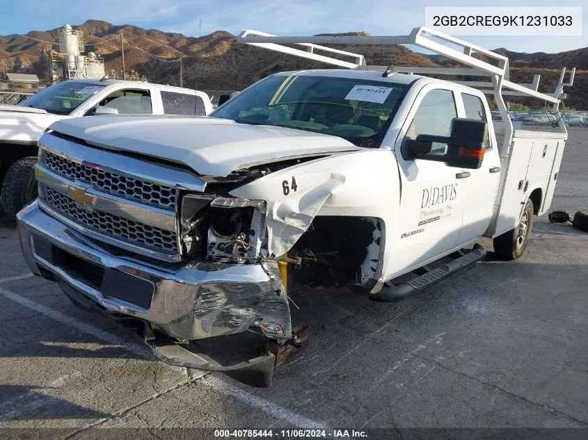 2019 Chevrolet Silverado 2500Hd Wt VIN: 2GB2CREG9K1231033 Lot: 40785444