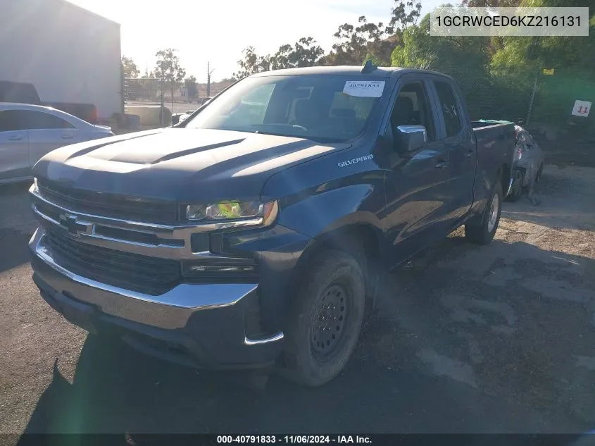 2019 Chevrolet Silverado 1500 Lt VIN: 1GCRWCED6KZ216131 Lot: 40791833