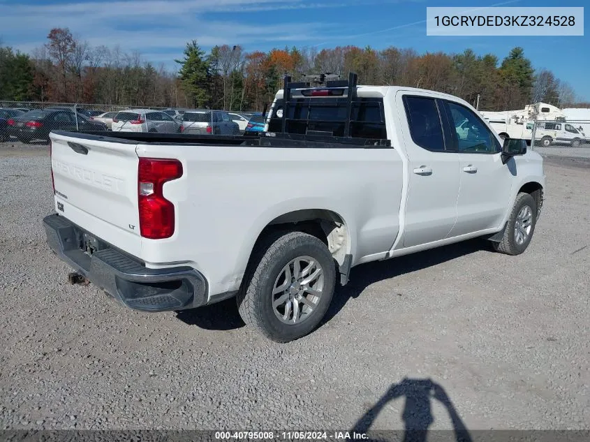 2019 Chevrolet Silverado 1500 Lt VIN: 1GCRYDED3KZ324528 Lot: 40795008