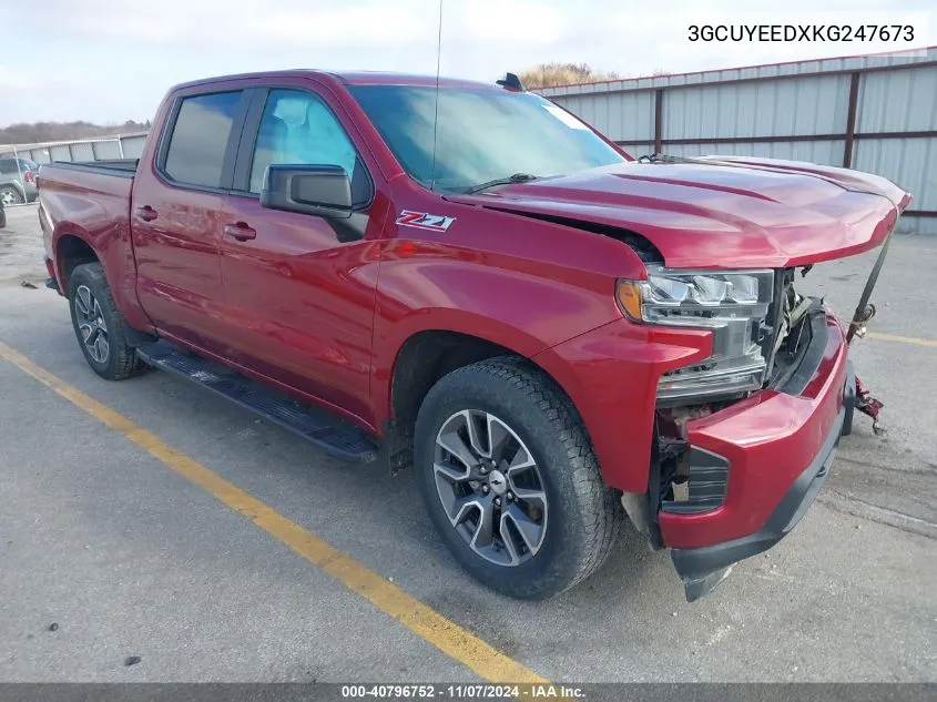 2019 Chevrolet Silverado 1500 Rst VIN: 3GCUYEEDXKG247673 Lot: 40796752