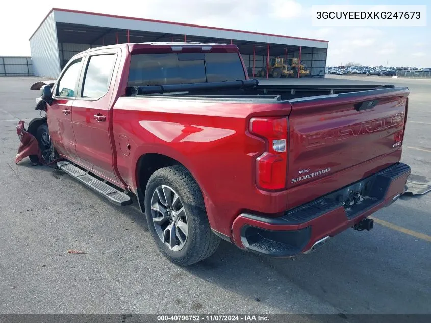 2019 Chevrolet Silverado 1500 Rst VIN: 3GCUYEEDXKG247673 Lot: 40796752