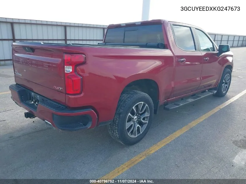 2019 Chevrolet Silverado 1500 Rst VIN: 3GCUYEEDXKG247673 Lot: 40796752