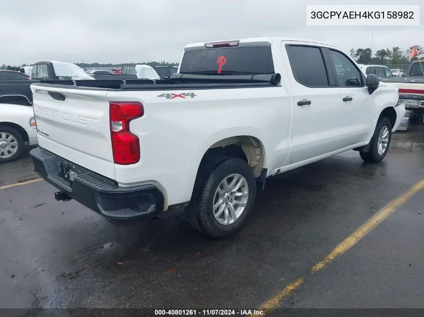 2019 Chevrolet Silverado 1500 Work Truck VIN: 3GCPYAEH4KG158982 Lot: 40801261