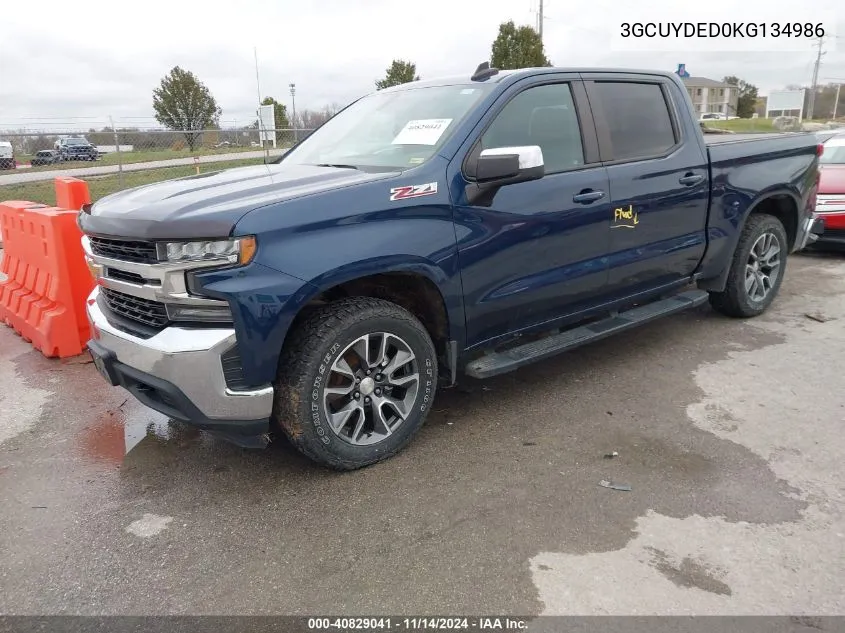 2019 Chevrolet Silverado 1500 Lt VIN: 3GCUYDED0KG134986 Lot: 40829041