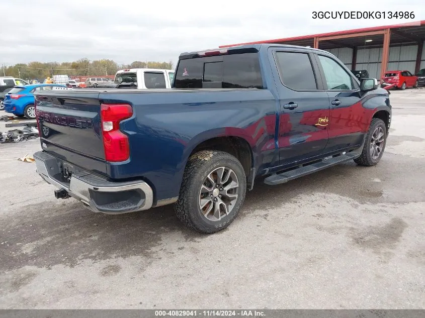 2019 Chevrolet Silverado 1500 Lt VIN: 3GCUYDED0KG134986 Lot: 40829041