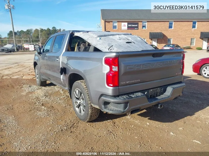 2019 Chevrolet Silverado 1500 Rst VIN: 3GCUYEED3KG141579 Lot: 40829106