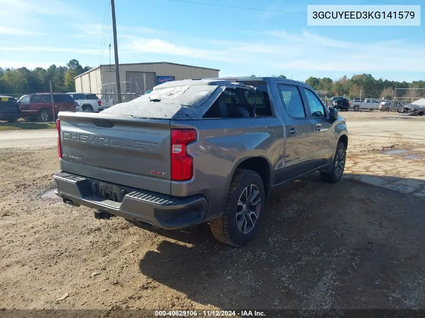 2019 Chevrolet Silverado 1500 Rst VIN: 3GCUYEED3KG141579 Lot: 40829106