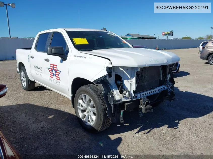 2019 Chevrolet Silverado 1500 Custom VIN: 3GCPWBEH5KG220191 Lot: 40836324