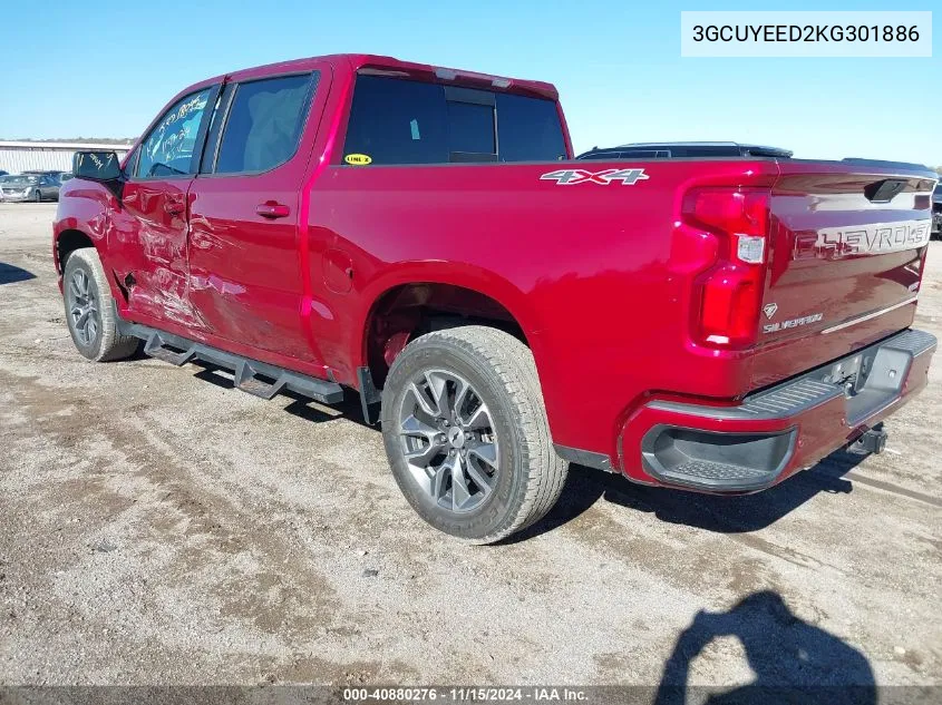 2019 Chevrolet Silverado 1500 Rst VIN: 3GCUYEED2KG301886 Lot: 40880276