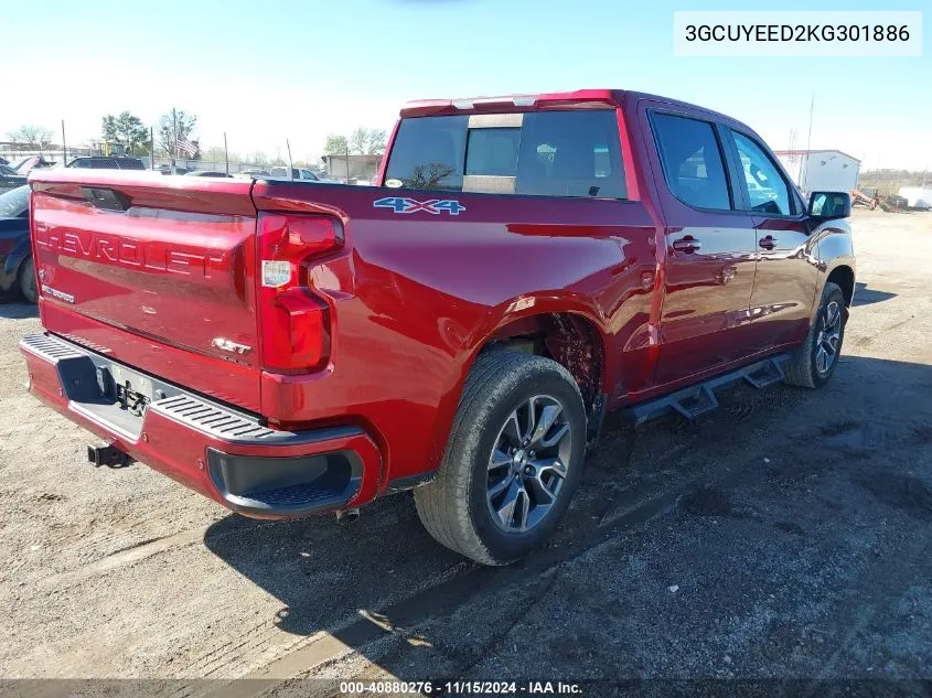 2019 Chevrolet Silverado 1500 Rst VIN: 3GCUYEED2KG301886 Lot: 40880276