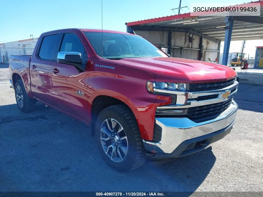 2019 Chevrolet Silverado 1500 Lt VIN: 3GCUYDED4KG199436 Lot: 40907278