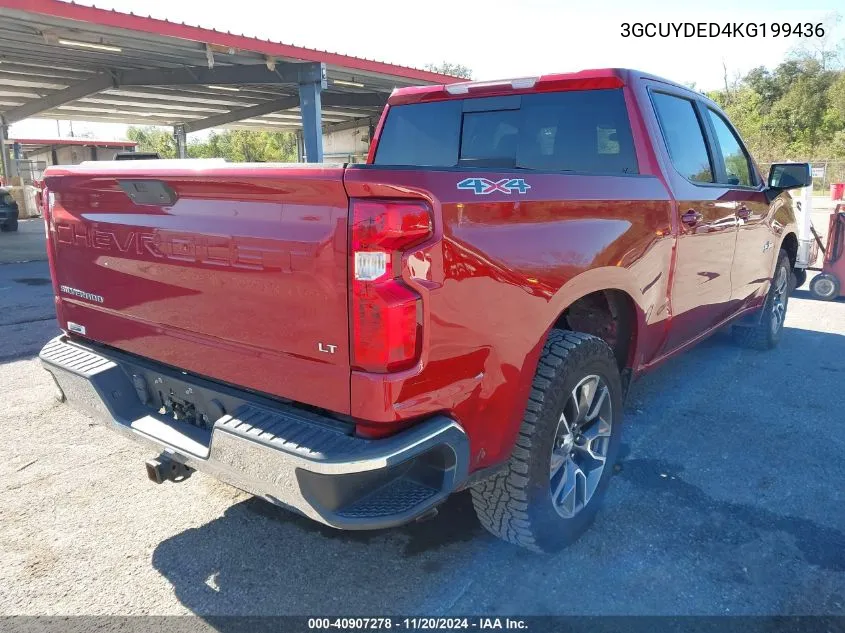 2019 Chevrolet Silverado 1500 Lt VIN: 3GCUYDED4KG199436 Lot: 40907278