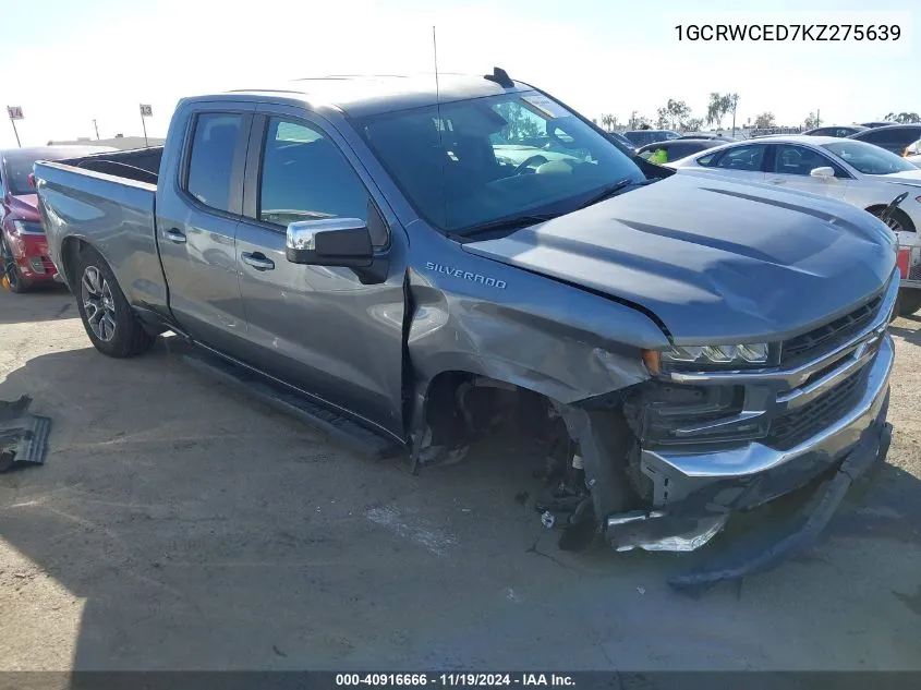 2019 Chevrolet Silverado 1500 Lt VIN: 1GCRWCED7KZ275639 Lot: 40916666