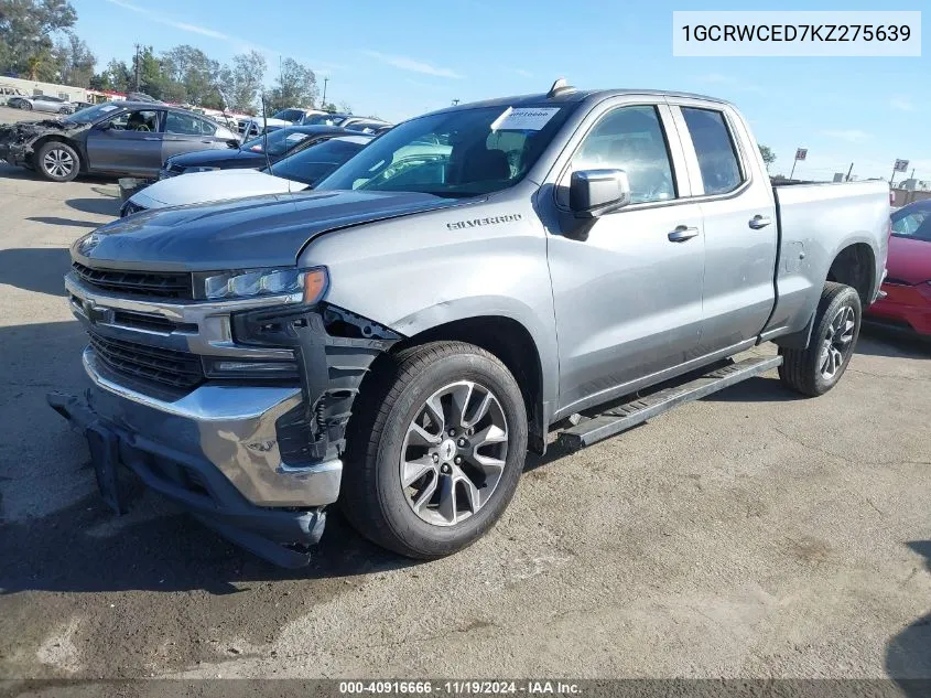 2019 Chevrolet Silverado 1500 Lt VIN: 1GCRWCED7KZ275639 Lot: 40916666