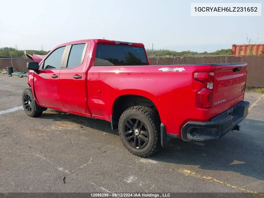 2020 Chevrolet Silverado 1500 VIN: 1GCRYAEH6LZ231652 Lot: 12095299