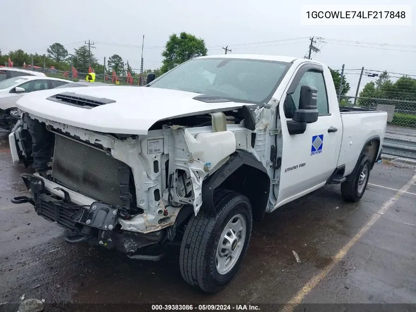 2020 Chevrolet Silverado 2500 VIN: 1GCOWLE74LF217848 Lot: 39383086