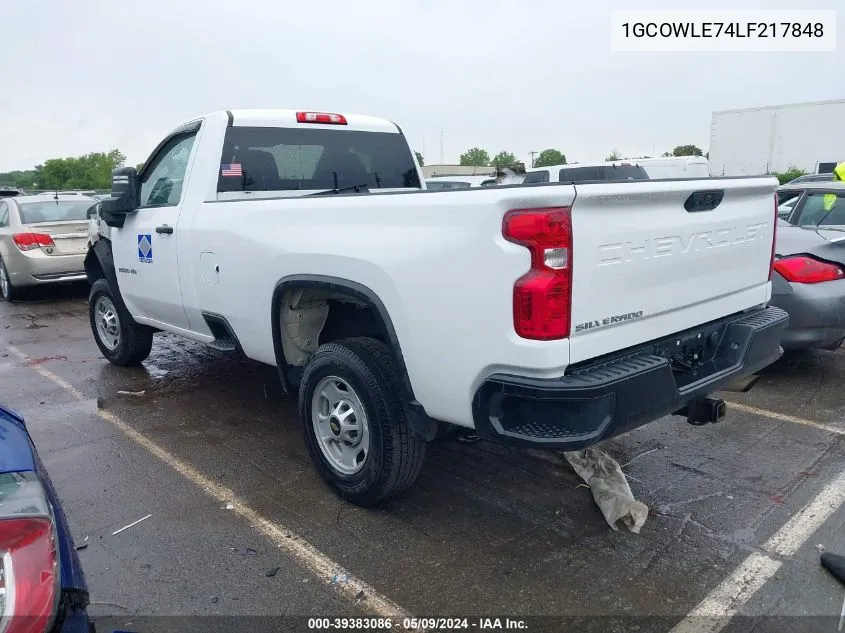 2020 Chevrolet Silverado 2500 VIN: 1GCOWLE74LF217848 Lot: 39383086