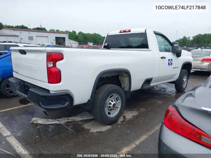 2020 Chevrolet Silverado 2500 VIN: 1GCOWLE74LF217848 Lot: 39383086