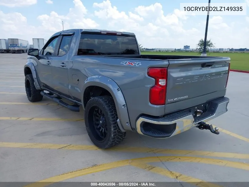 2020 Chevrolet Silverado 1500 4Wd Double Cab Standard Bed Lt VIN: 1GCRYDED2LZ149335 Lot: 40043556