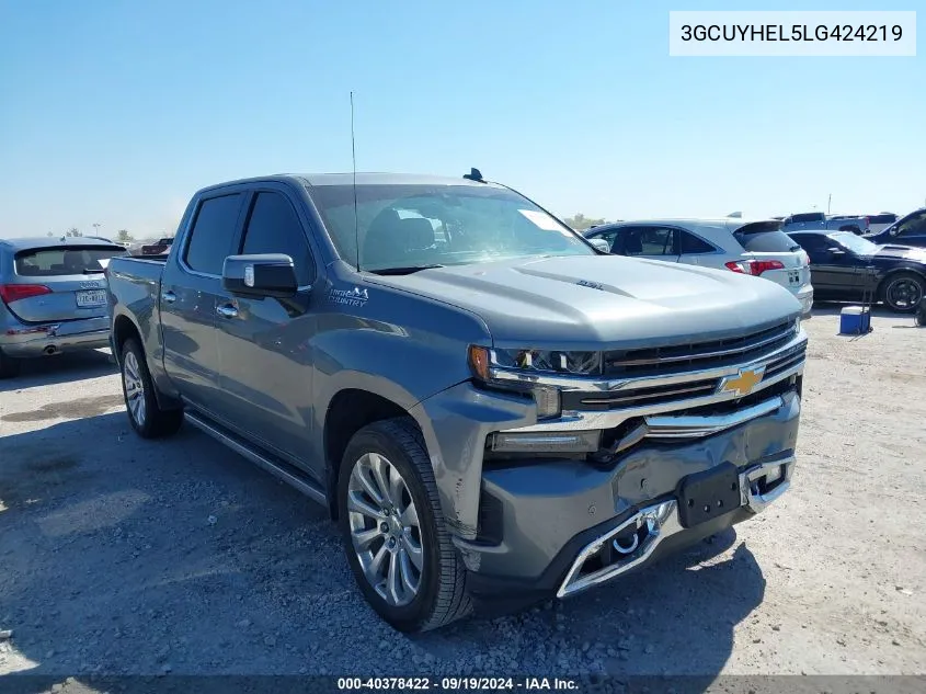 2020 Chevrolet Silverado 1500 4Wd Short Bed High Country VIN: 3GCUYHEL5LG424219 Lot: 40378422