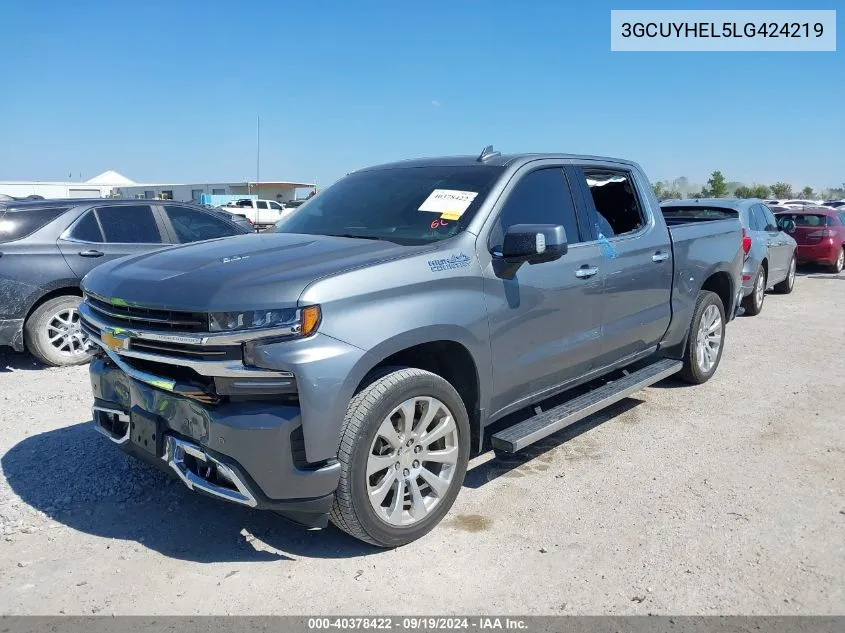 2020 Chevrolet Silverado 1500 4Wd Short Bed High Country VIN: 3GCUYHEL5LG424219 Lot: 40378422