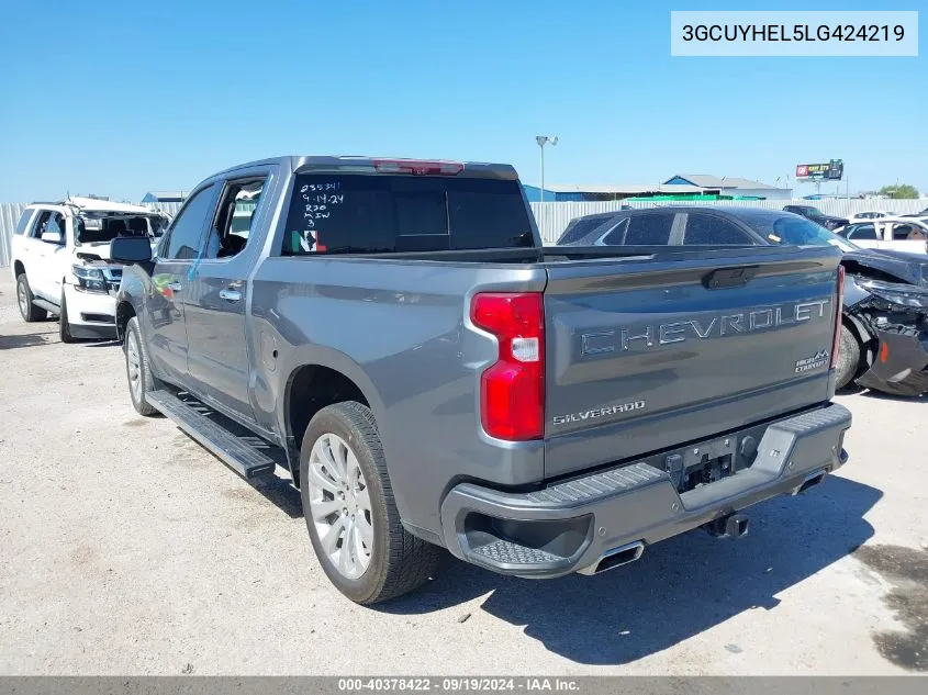 2020 Chevrolet Silverado 1500 4Wd Short Bed High Country VIN: 3GCUYHEL5LG424219 Lot: 40378422