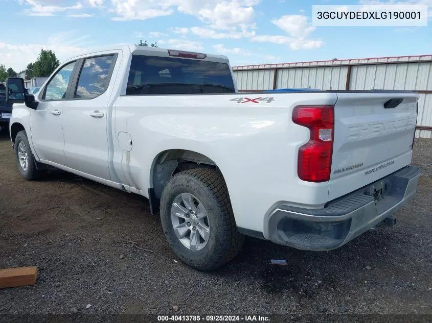 2020 Chevrolet Silverado 1500 4Wd Standard Bed Lt VIN: 3GCUYDEDXLG190001 Lot: 40413785