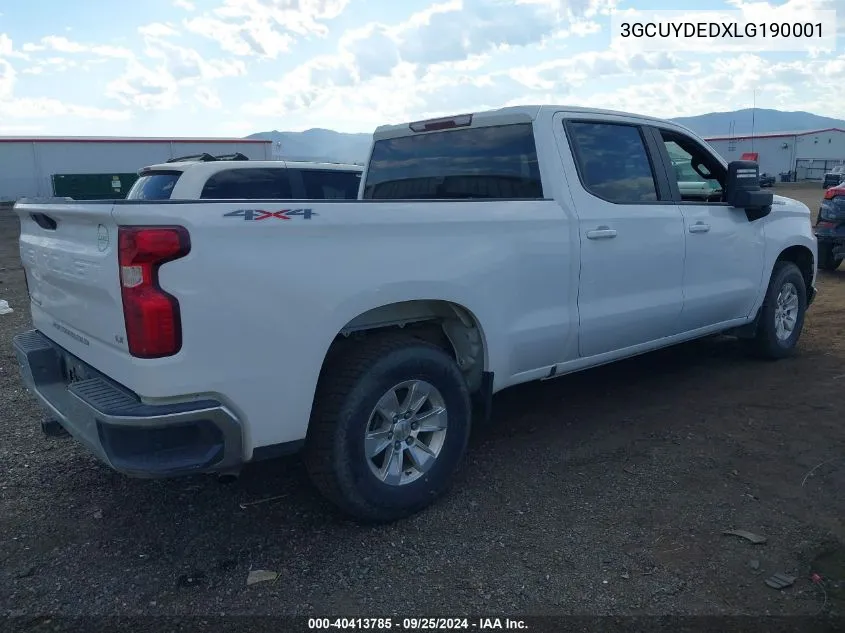 2020 Chevrolet Silverado 1500 4Wd Standard Bed Lt VIN: 3GCUYDEDXLG190001 Lot: 40413785