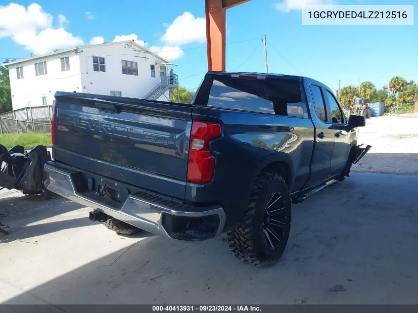 1GCRYDED4LZ212516 2020 Chevrolet Silverado 1500 4Wd Double Cab Standard Bed Lt