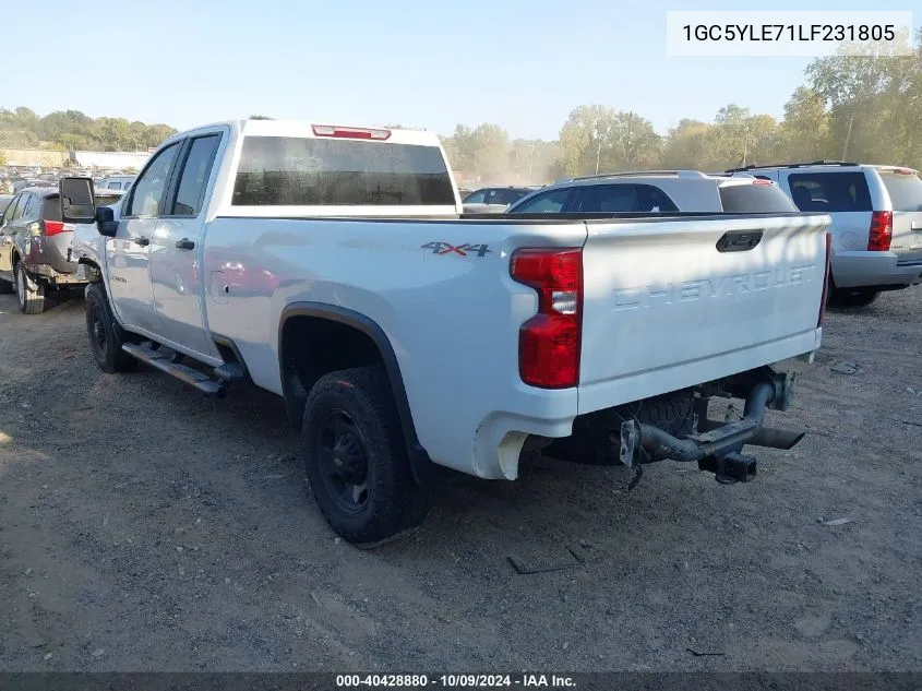 2020 Chevrolet Silverado 2500Hd 4Wd Double Cab Long Bed Wt VIN: 1GC5YLE71LF231805 Lot: 40428880