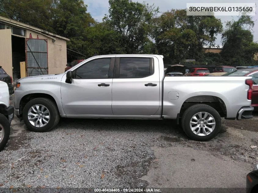 2020 Chevrolet Silverado 1500 2Wd Short Bed Custom VIN: 3GCPWBEK6LG135650 Lot: 40434405