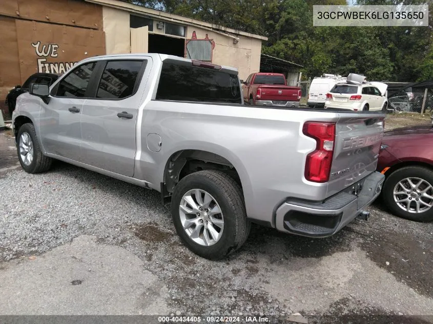 2020 Chevrolet Silverado 1500 2Wd Short Bed Custom VIN: 3GCPWBEK6LG135650 Lot: 40434405