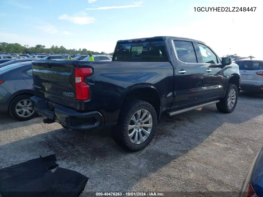 2020 Chevrolet Silverado K1500 High Country VIN: 1GCUYHED2LZ248447 Lot: 40476263