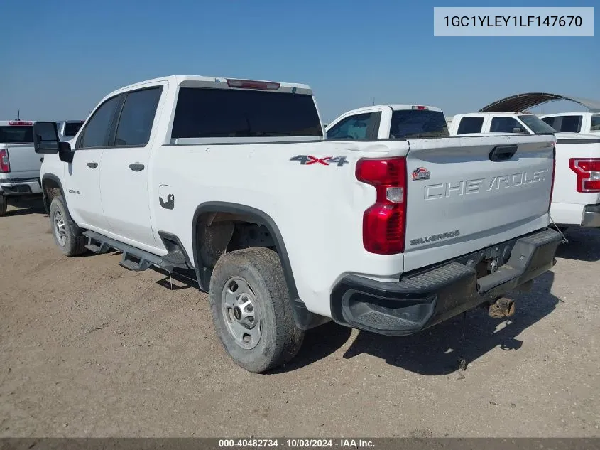 2020 Chevrolet Silverado 2500Hd 4Wd Standard Bed Wt VIN: 1GC1YLEY1LF147670 Lot: 40482734