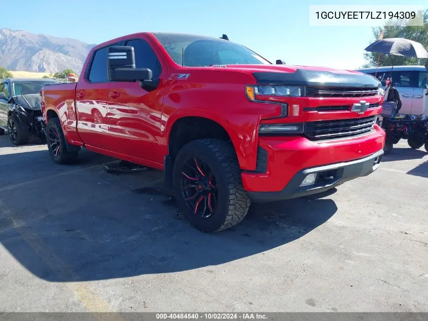 2020 Chevrolet Silverado 1500 4Wd Short Bed Rst/4Wd Standard Bed Rst VIN: 1GCUYEET7LZ194309 Lot: 40484540