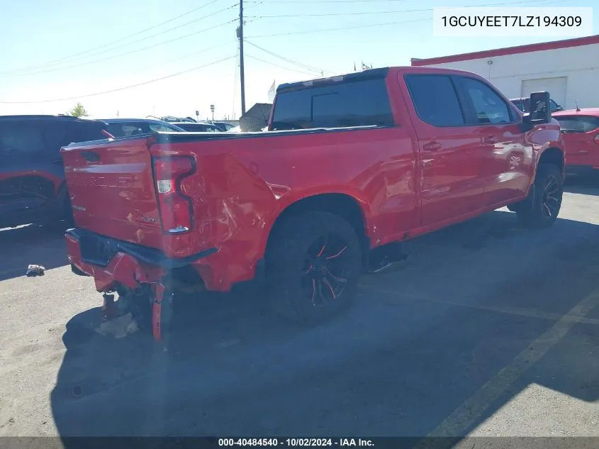 2020 Chevrolet Silverado 1500 4Wd Short Bed Rst/4Wd Standard Bed Rst VIN: 1GCUYEET7LZ194309 Lot: 40484540