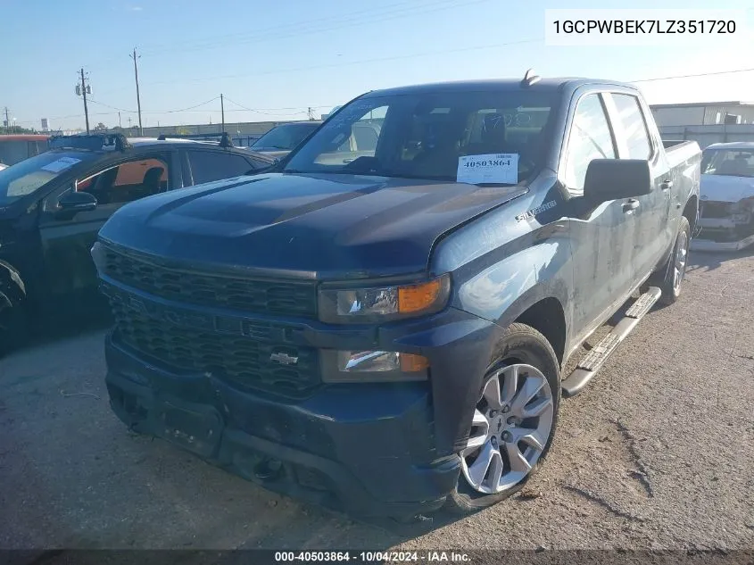 2020 Chevrolet Silverado 1500 2Wd Short Bed Custom VIN: 1GCPWBEK7LZ351720 Lot: 40503864