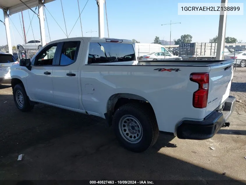 2020 Chevrolet Silverado 1500 4Wd Standard Bed Wt VIN: 1GCRYAEH2LZ138899 Lot: 40527463