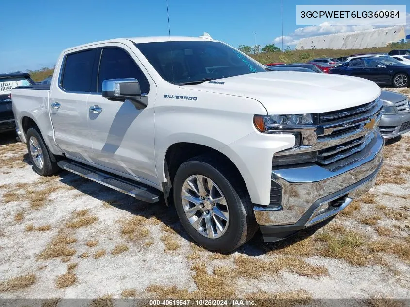 2020 Chevrolet Silverado 1500 2Wd Short Bed Ltz VIN: 3GCPWEET6LG360984 Lot: 40619547