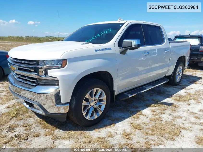 2020 Chevrolet Silverado 1500 2Wd Short Bed Ltz VIN: 3GCPWEET6LG360984 Lot: 40619547