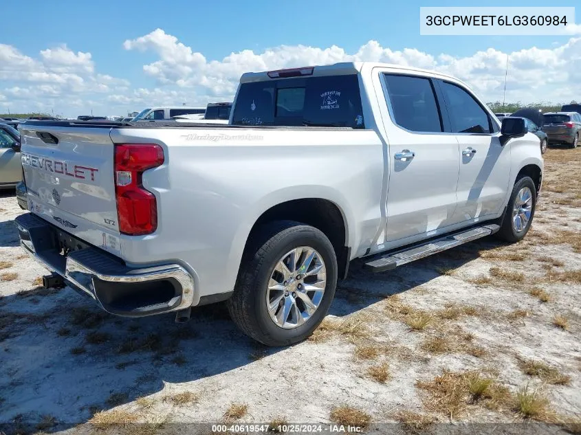 2020 Chevrolet Silverado 1500 2Wd Short Bed Ltz VIN: 3GCPWEET6LG360984 Lot: 40619547