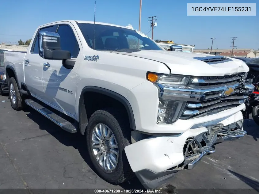 2020 Chevrolet Silverado 3500Hd 4Wd Standard Bed High Country VIN: 1GC4YVE74LF155231 Lot: 40671288