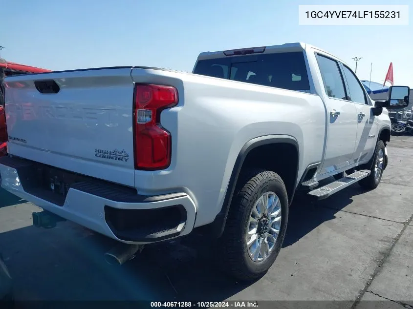 2020 Chevrolet Silverado 3500Hd 4Wd Standard Bed High Country VIN: 1GC4YVE74LF155231 Lot: 40671288