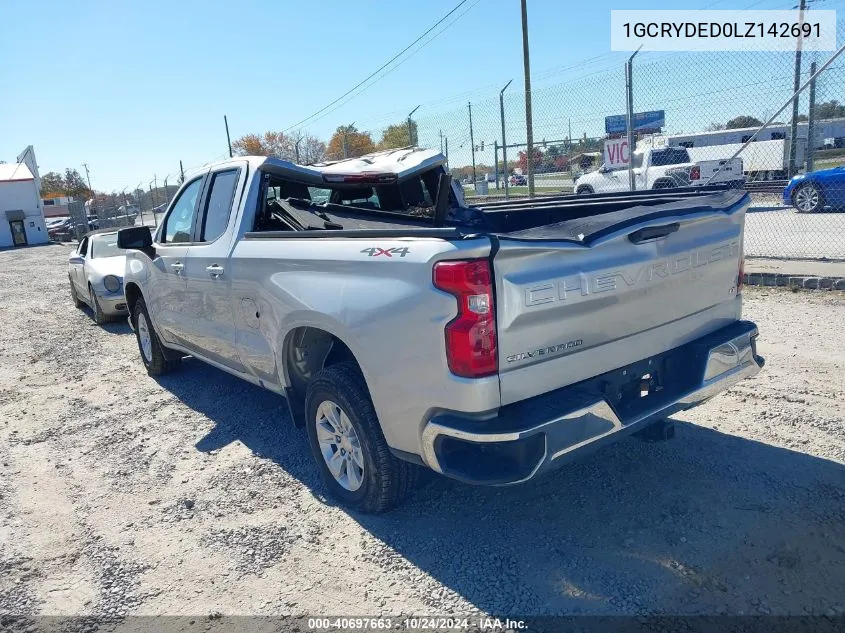 2020 Chevrolet Silverado 1500 4Wd Standard Bed Lt VIN: 1GCRYDED0LZ142691 Lot: 40697663