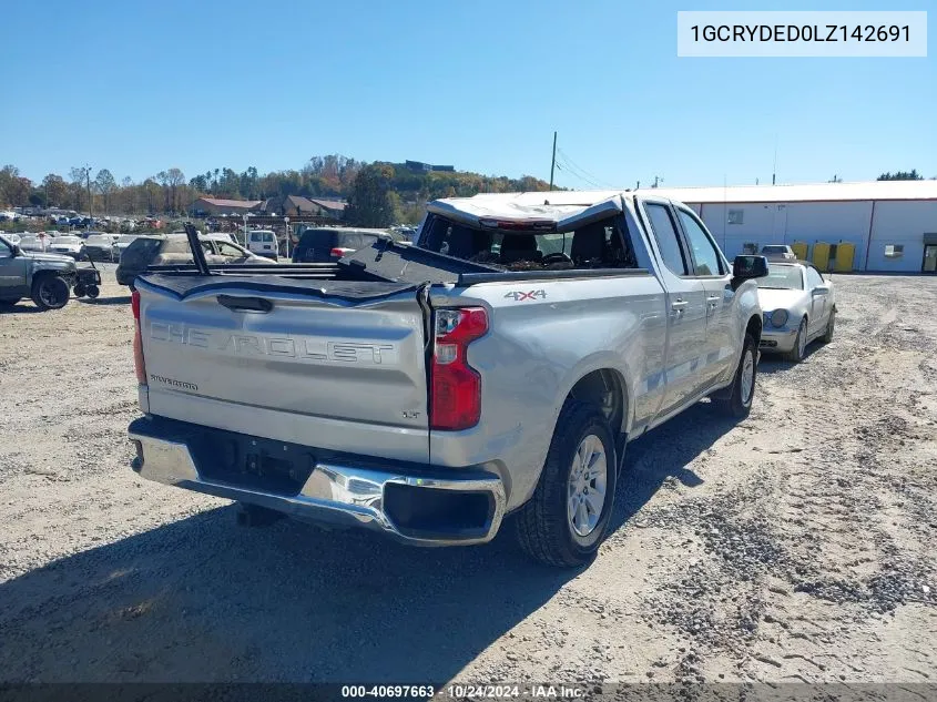 2020 Chevrolet Silverado 1500 4Wd Standard Bed Lt VIN: 1GCRYDED0LZ142691 Lot: 40697663