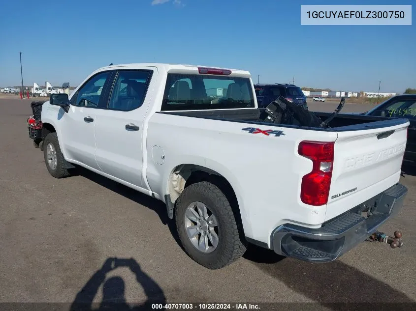 2020 Chevrolet Silverado 1500 4Wd Short Bed Wt VIN: 1GCUYAEF0LZ300750 Lot: 40707003