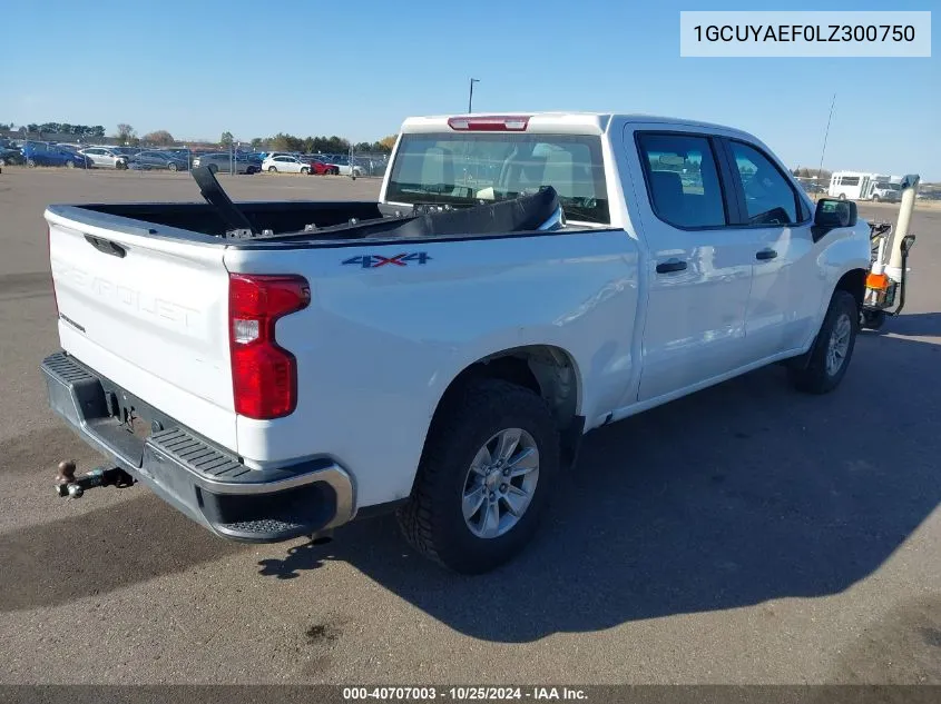 2020 Chevrolet Silverado 1500 4Wd Short Bed Wt VIN: 1GCUYAEF0LZ300750 Lot: 40707003