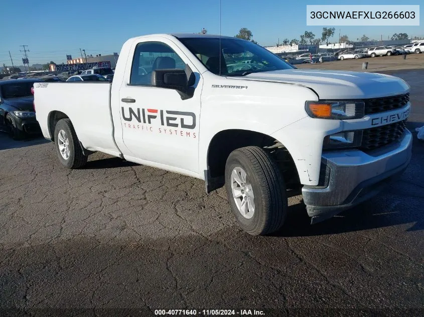 2020 Chevrolet Silverado 1500 2Wd Long Bed Wt VIN: 3GCNWAEFXLG266603 Lot: 40771640