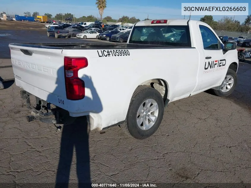 2020 Chevrolet Silverado 1500 2Wd Long Bed Wt VIN: 3GCNWAEFXLG266603 Lot: 40771640